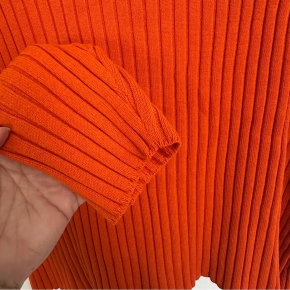 Studio Works Sweater Pullover Ribbed Mock Neck Womens Size Large Orange‎ - Image 4