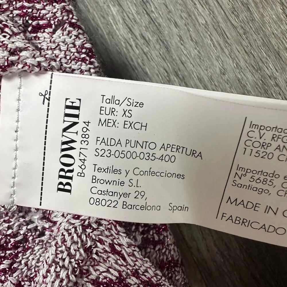 Brownie Pink Metallic Knit Side Slit Skirt Size XS - Image 7