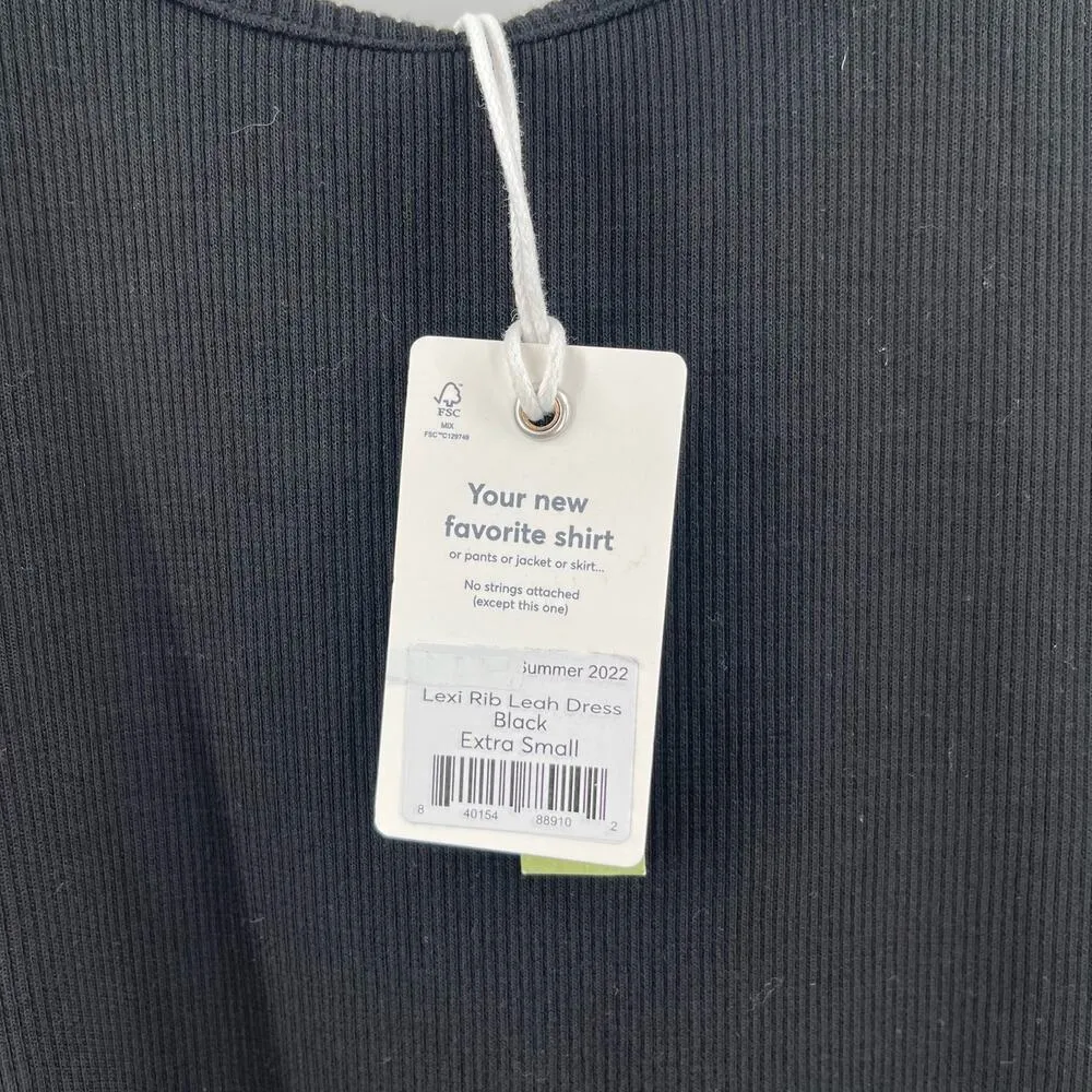 MARINE LAYER Lexi Rib Leah Dress Extra Small Black Ribbed One Bow Shoulder NWT - Image 5