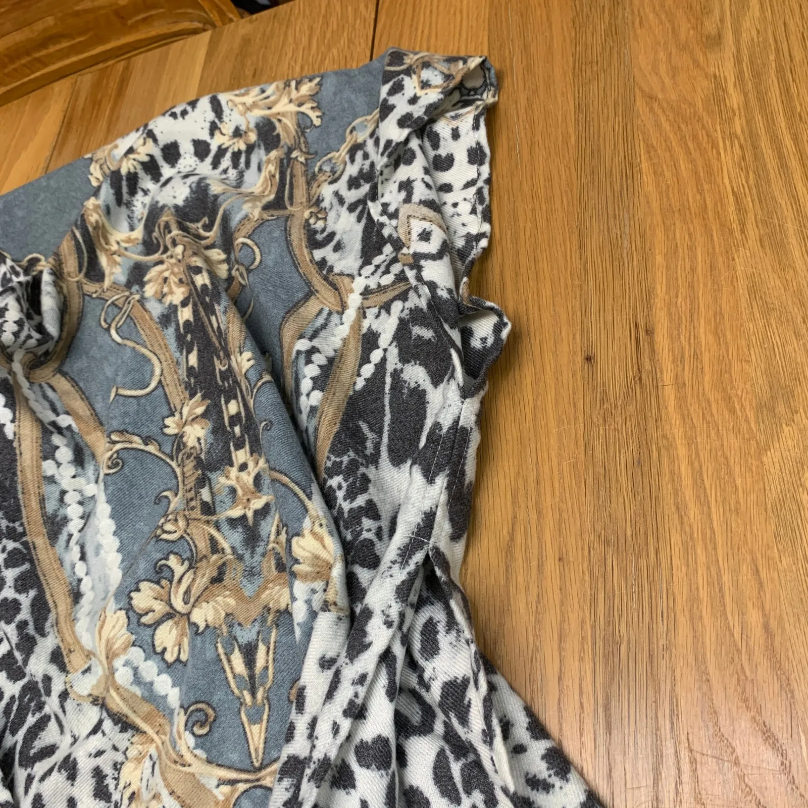 Chicos One Size Animal Print Scarf Shawl Kimono Fringe Cardigan Sweater Cozy - Image 3