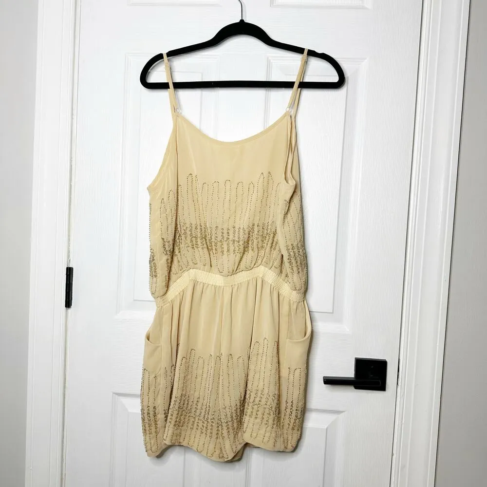 Freeway Sz Large‎ Cream Beaded Sequin Sleeveless Strappy Dressy Romper - Image 7