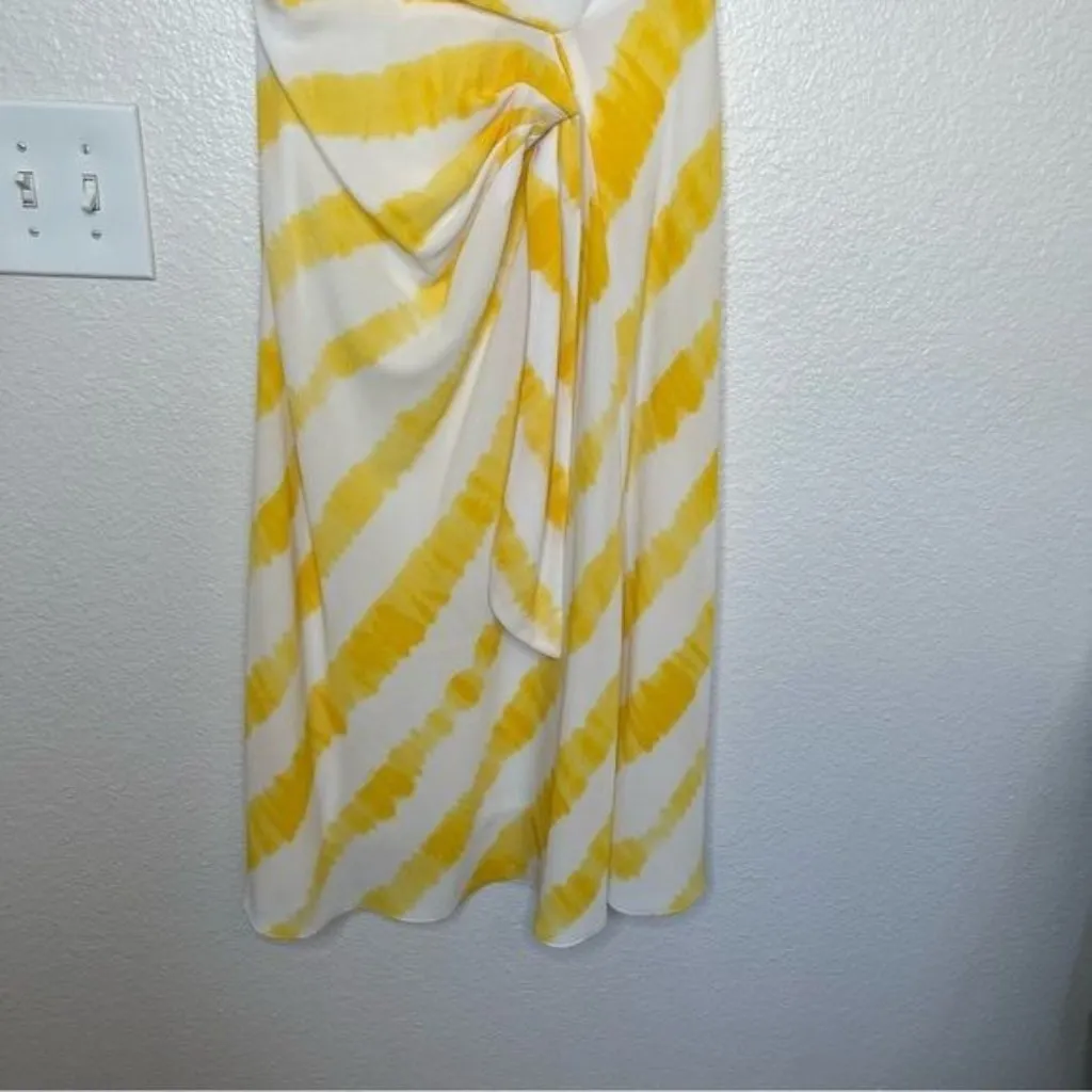 Lauren Ralph Lauren yellow & white striped one shoulder faux wrap sundress 4 - Image 2