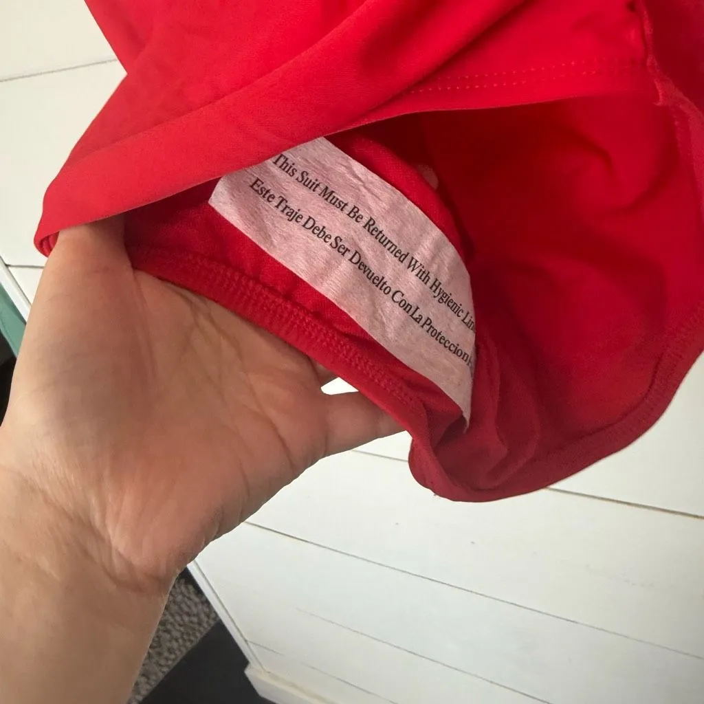 Kona Sol Women’s XL Red Ruffle One Piece Swim Summer Beach Pool New - Image 2