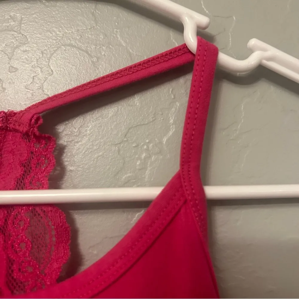BKE hot pink racerback lace back camisole Y2K tank top size XS - Image 6