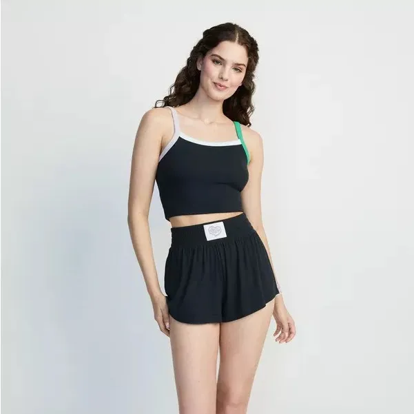 Alice + Olivia big feelings boxer shorts patch logo ribbed Laila Pajamas modal - Image 2