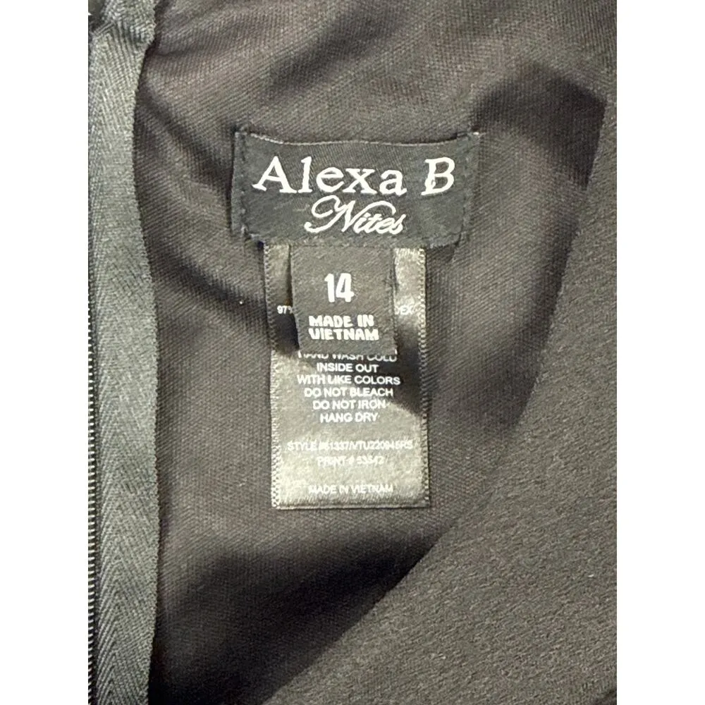 Women’s Alexa B Nites Black Cold Shoulder Jumpsuit w/Sheer Rose Skirt Sz 14 - Image 4