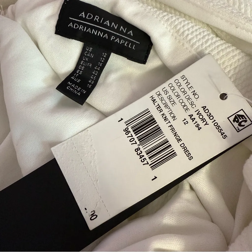 Adrianna by Adrianna Papell Women's Halter-Neck Fringe-Trim Sheath Dress Sz 12 - Image 6