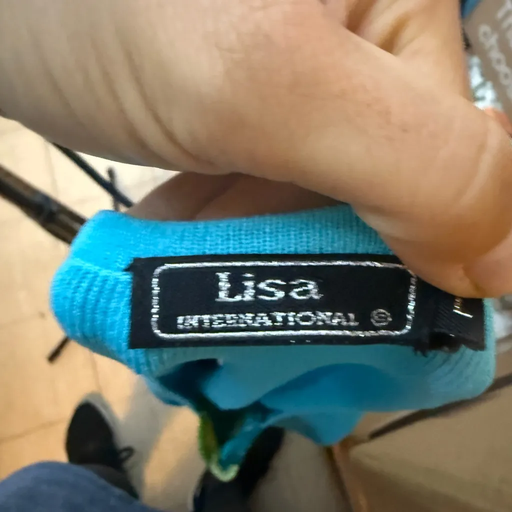 Lisa International Vintage Blue Crochet Hem Y2K Sweater Size L - Image 4