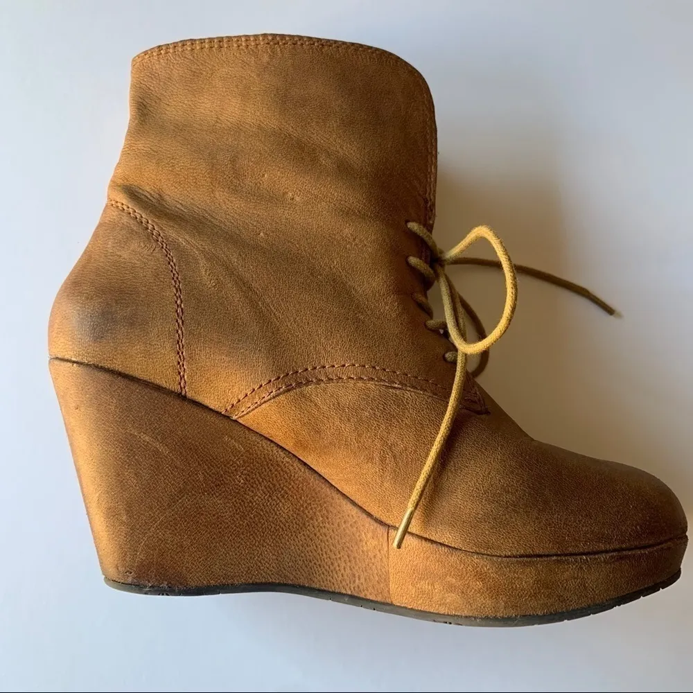 Steve Madden Maarkee Leather Lace Up Wedge Boots - Image 8