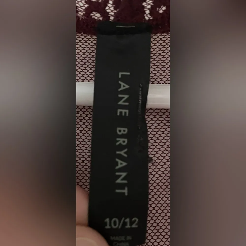 Lane Bryant Medium-Sleeve Lace Embroidered Mesh Duster in Winetasting;size 10\12 - Image 3