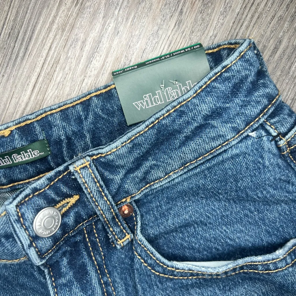Wild Fable blue Super High-Rise Baggy Jeans size 00/24 waist 42 Long - Image 3