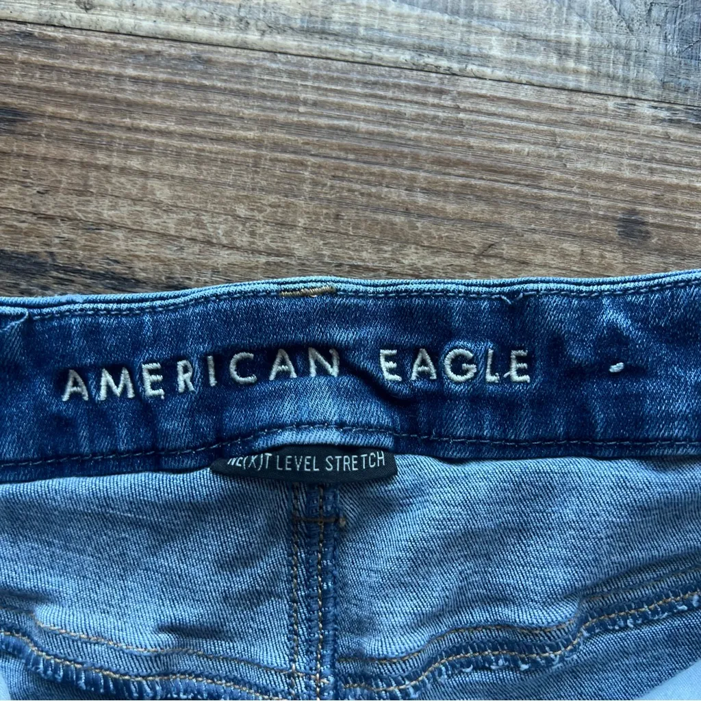 American Eagle Womens Dark Wash Curvy Hi-Rise Shortie Stretch Jean Shorts Size 6 - Image 7