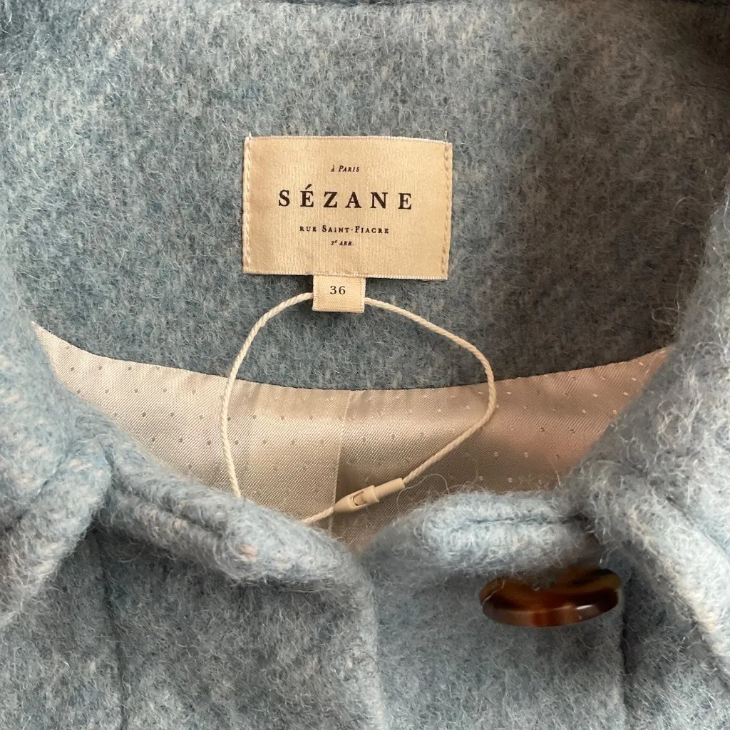 NWOT Sezane blue Coat Joe Wool oversized SZ36 US4 bust42 - Image 3