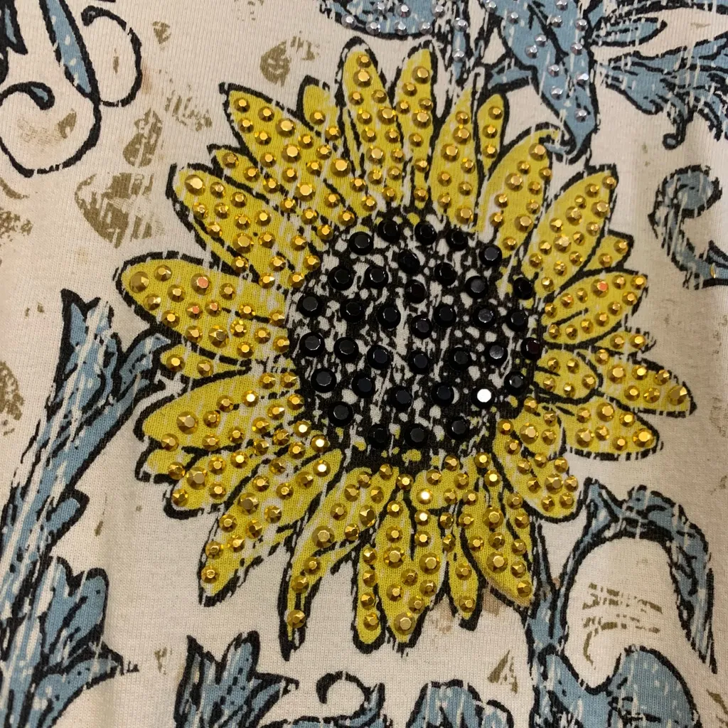 Cactus Bay Women’s Cheetah Sunflower Print Small Shirt 2872 - Image 3