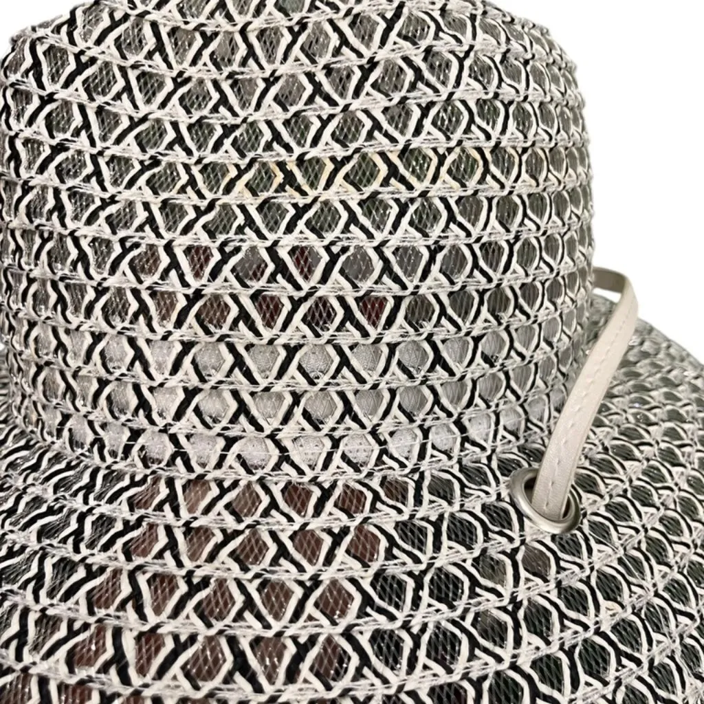 Open Edit Structured Straw Sun Hat  Wide Brim Geometric Weave - Image 11