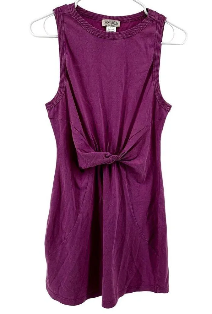 L Space Seaview Mini Dress Twist Front Crew Neck Chic 100% Cotton Pink Small - Image 2