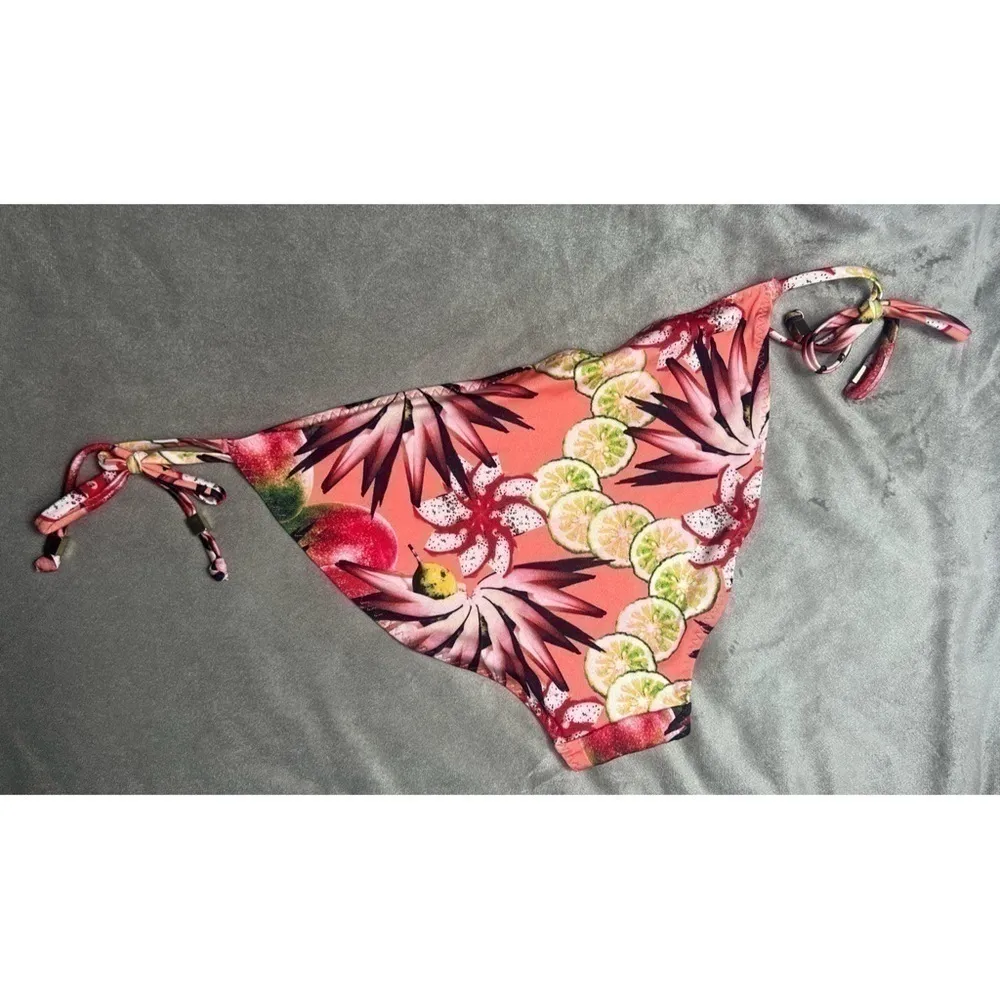 & Other Stories Tropical Fruit Orange Peach Side Tie Bikini Bottoms Size 12 Larg - Image 4