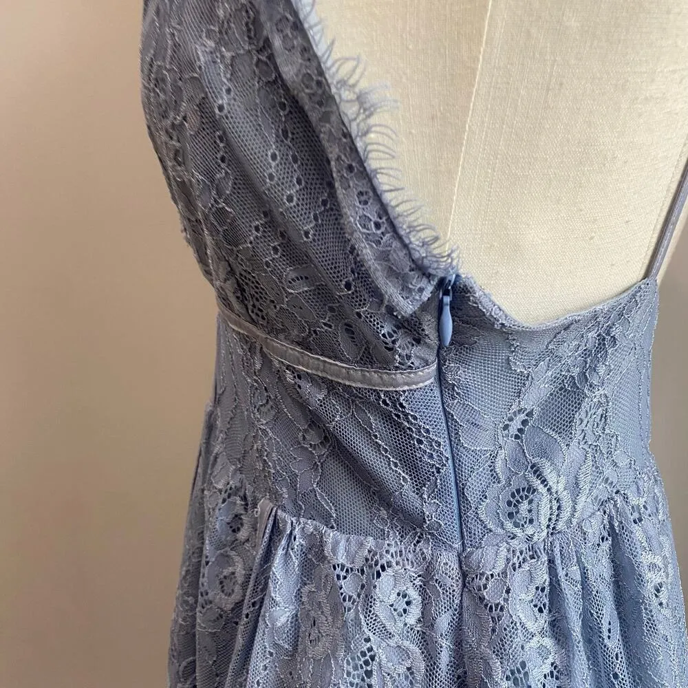 Superdown Mandy Lace Dress In Dusty Blue Size M - Image 6