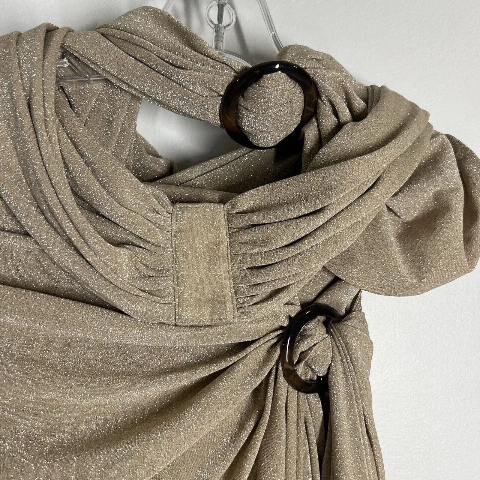 Bronx & Banco Sz L / 8 Cleopatra Cutout Maxi Dress in Sand Gold Shimmer - Image 5