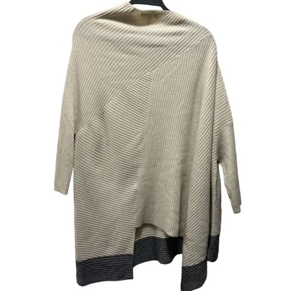 Rag & Bone Reanna Draped  Asymmetrical Ribbed Wool Poncho Sweater Size XS Ivory - Image 5