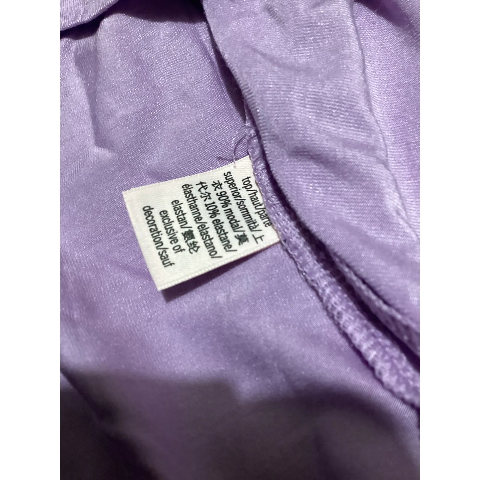 VICTORIAS SECRET Lavender Modal Blend Pajama Top Long Sleeve Button Up Size L - Image 6