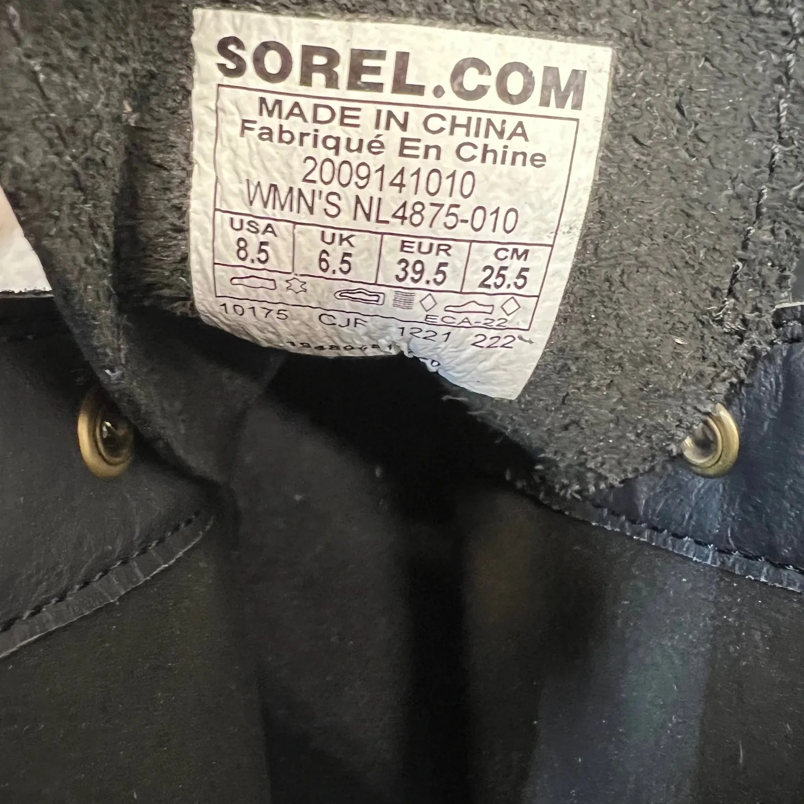 Sorel Hi-Line Heel Lace Up Combat Boots Black Leather Lug Sole Chunky Size 8.5 - Image 9