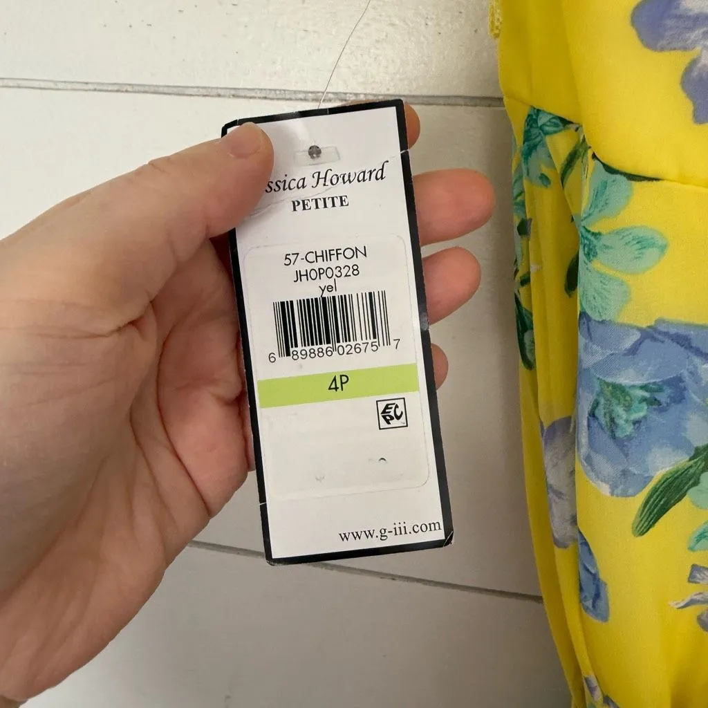 Jessica Howard Women’s 4P Yellow Floral Dress New - Image 5
