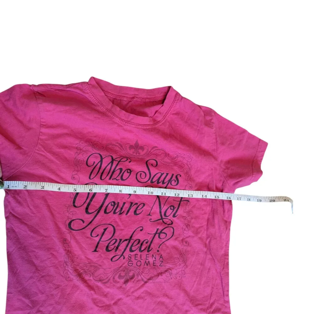 Rare Selena Gomez Tour Tee Who Says You're Not Perfect 2011 Pink Shirt - Image 4