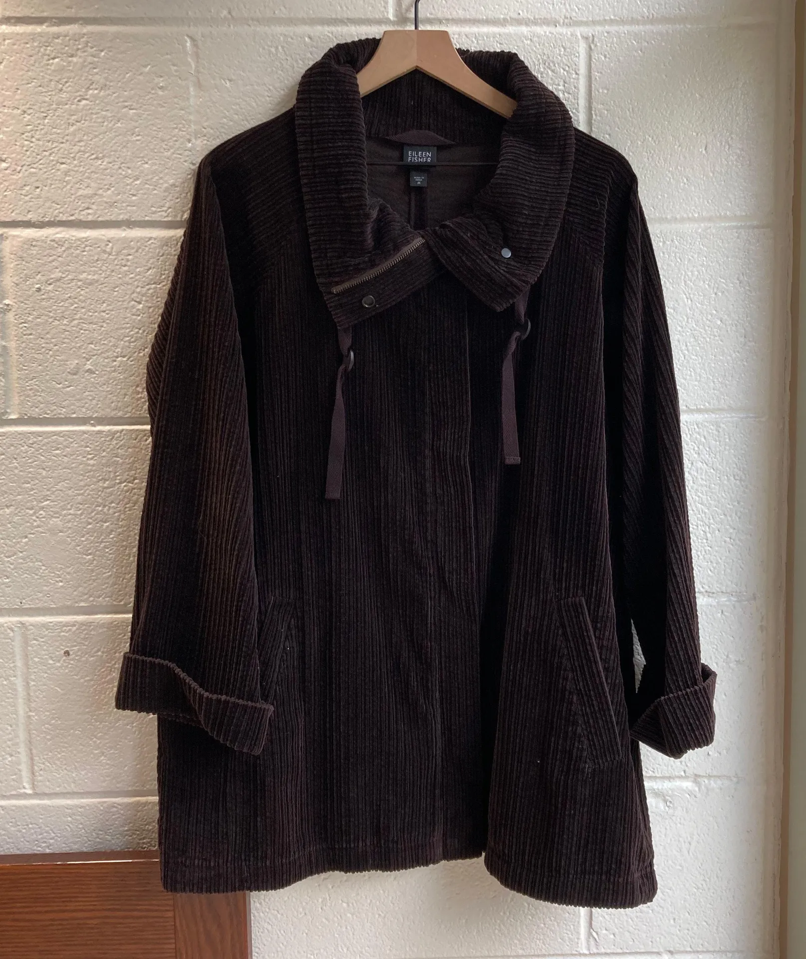 Eileen Fisher Brown Corduroy Jacket Coat Medium - Image 2