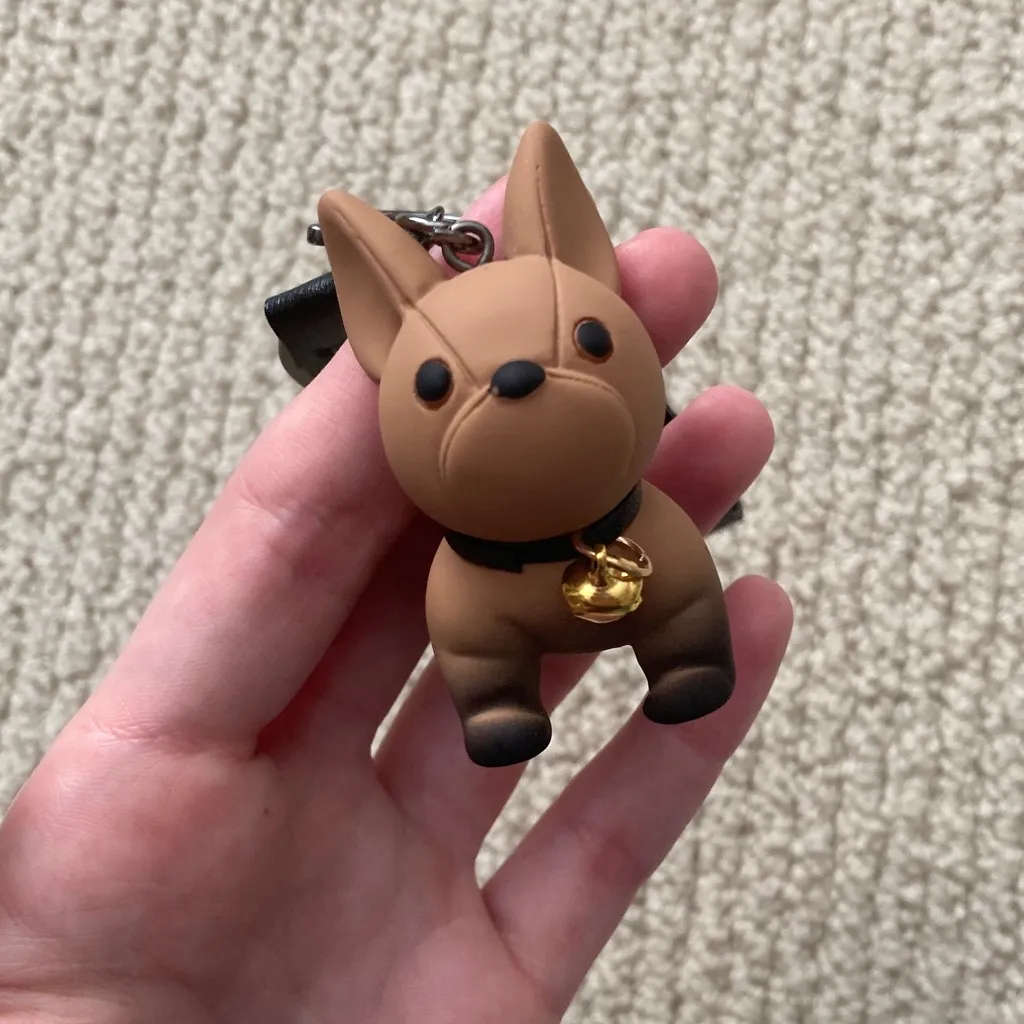 NEW French Bulldog Brown Dog Bag Charm Keychain with Black Strap NWOB - Image 4