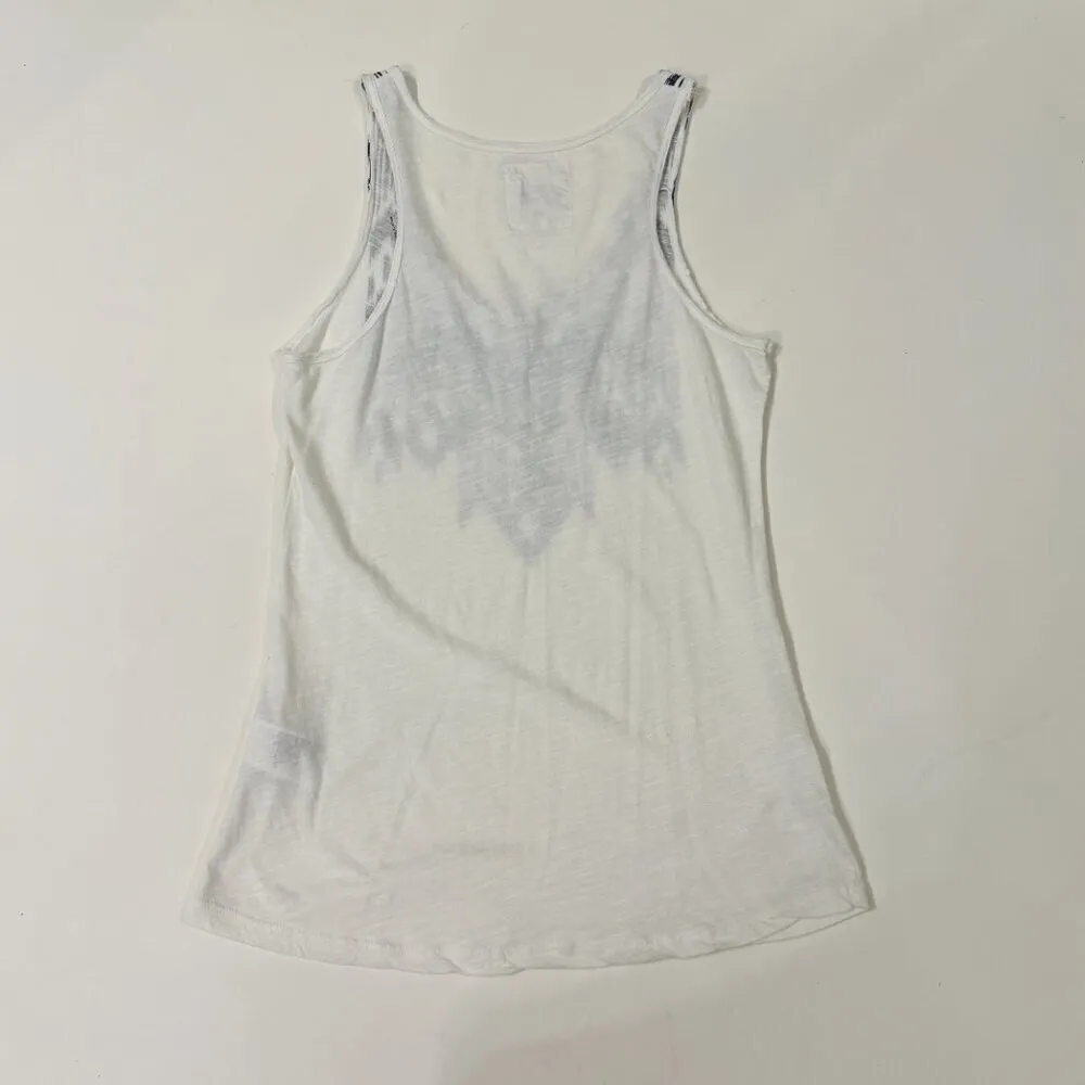 H & M - Ethnic Beaded Sleeveless Tank Top in White and Blue - Image 2