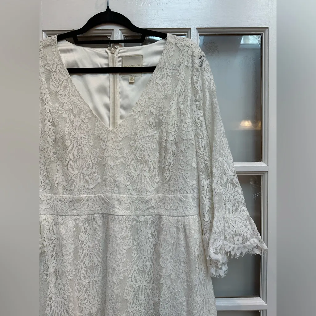 ModCloth Through the Bluebells Ivory Lace Dress Boho Hippie Wedding Size XL - Image 7