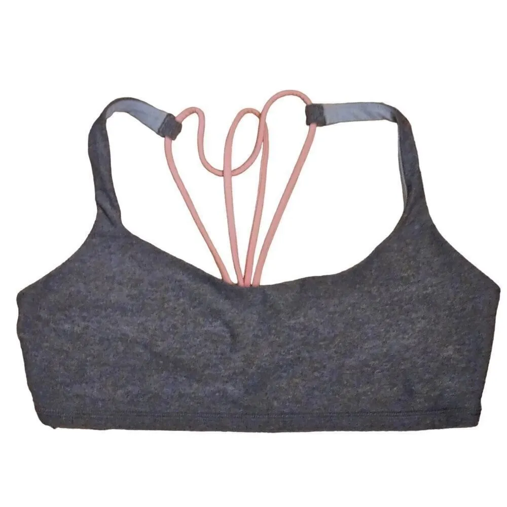 Lululemon Strappy Sports Bra Athletic Yoga Performance Gray Pink‎ Women's Size 8 - Image 2
