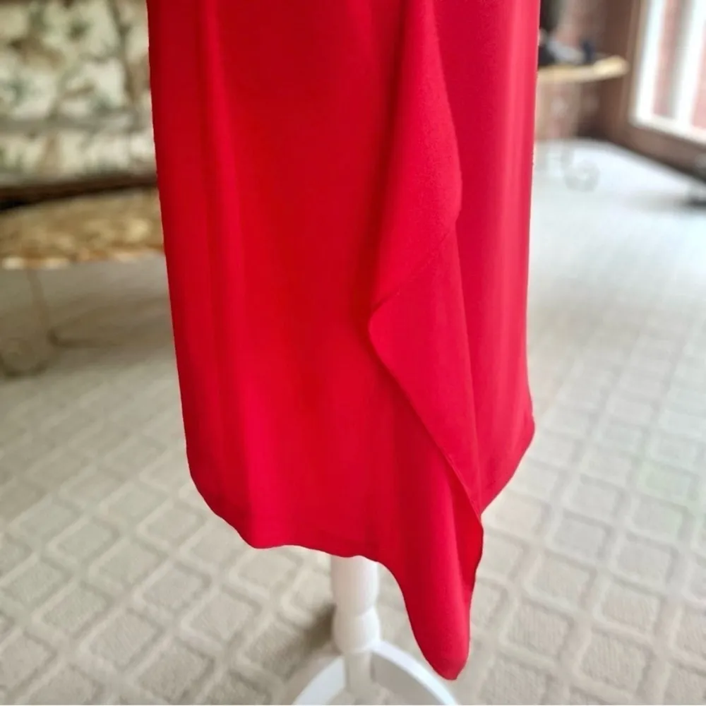 BCBGMaxazria Cornelia Dress 8 Red Asymmetrical Hem Sleeveless Asymmetrical Hem - Image 16
