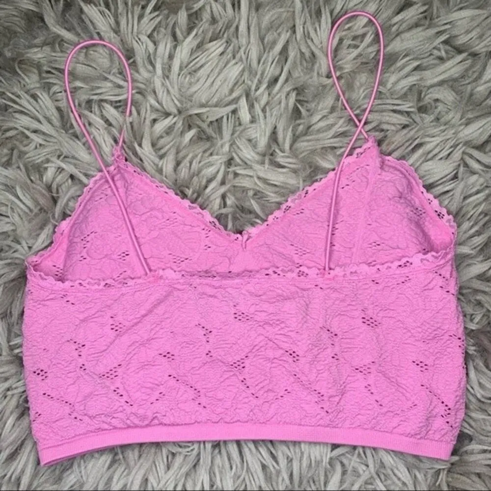 ZARA pink lace trim bralette crop top women's size XS - Image 2