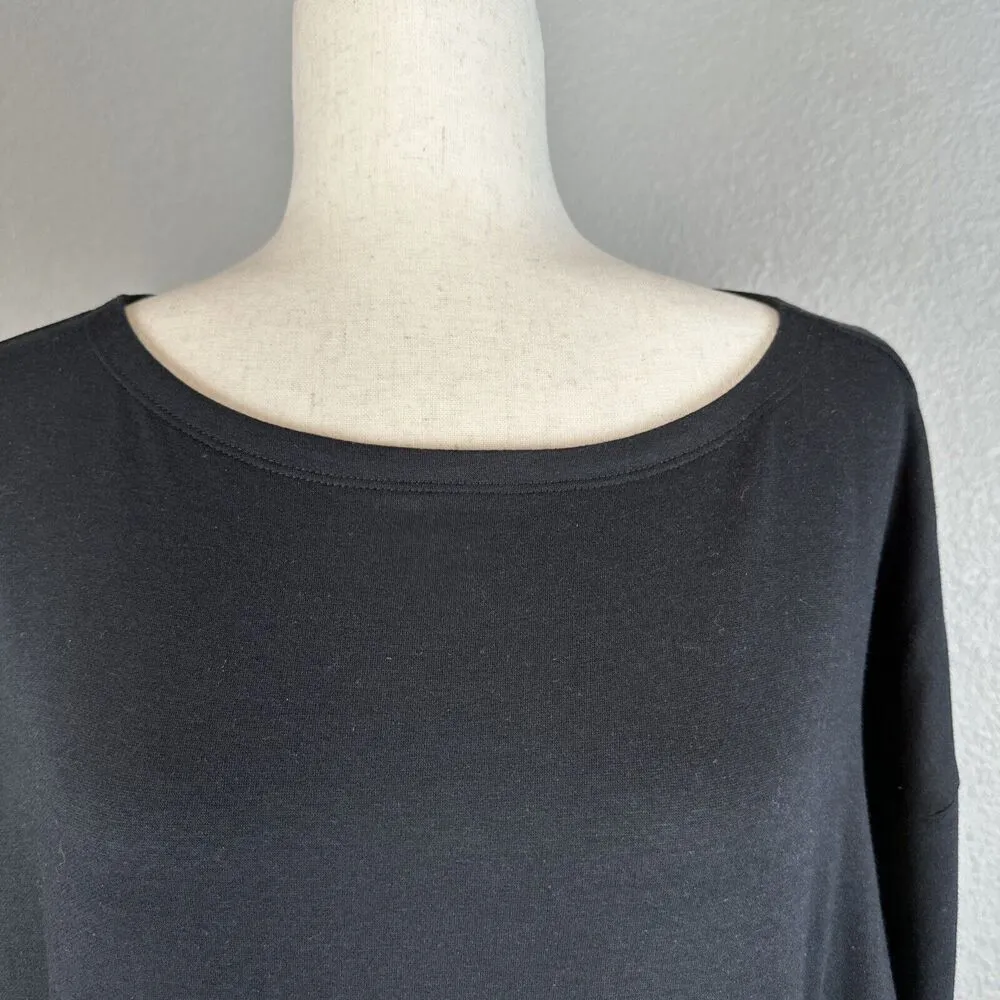 Eileen Fisher Womens Bateau Neck Boxy Dress Size M Medium Black Long Sleeve - Image 2
