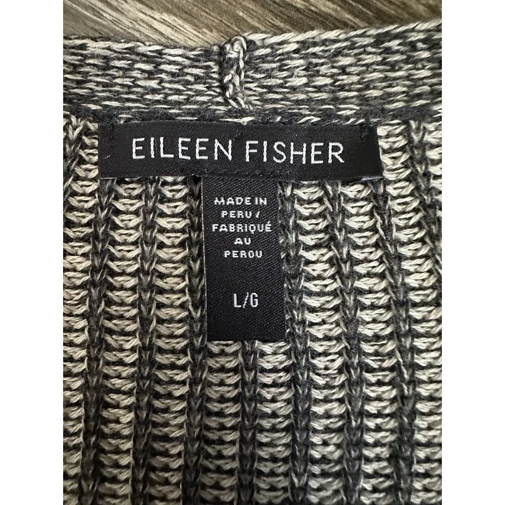 Eileen Fisher Organic Cotton & Tencel Lyocell Cardigan Marled Sweater Large - Image 4