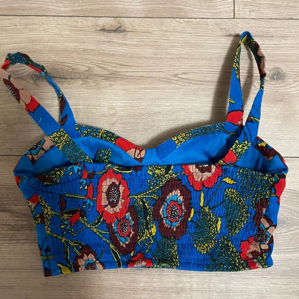 BOG Collective Bustier Crop Top XS Floral Padded Adjustable Straps - Image 2