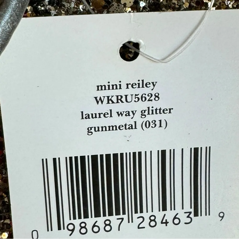 NWT New  Mini Reiley Laurel Way Glitter Bag Satchel Crossbody Gunmetal - Image 12