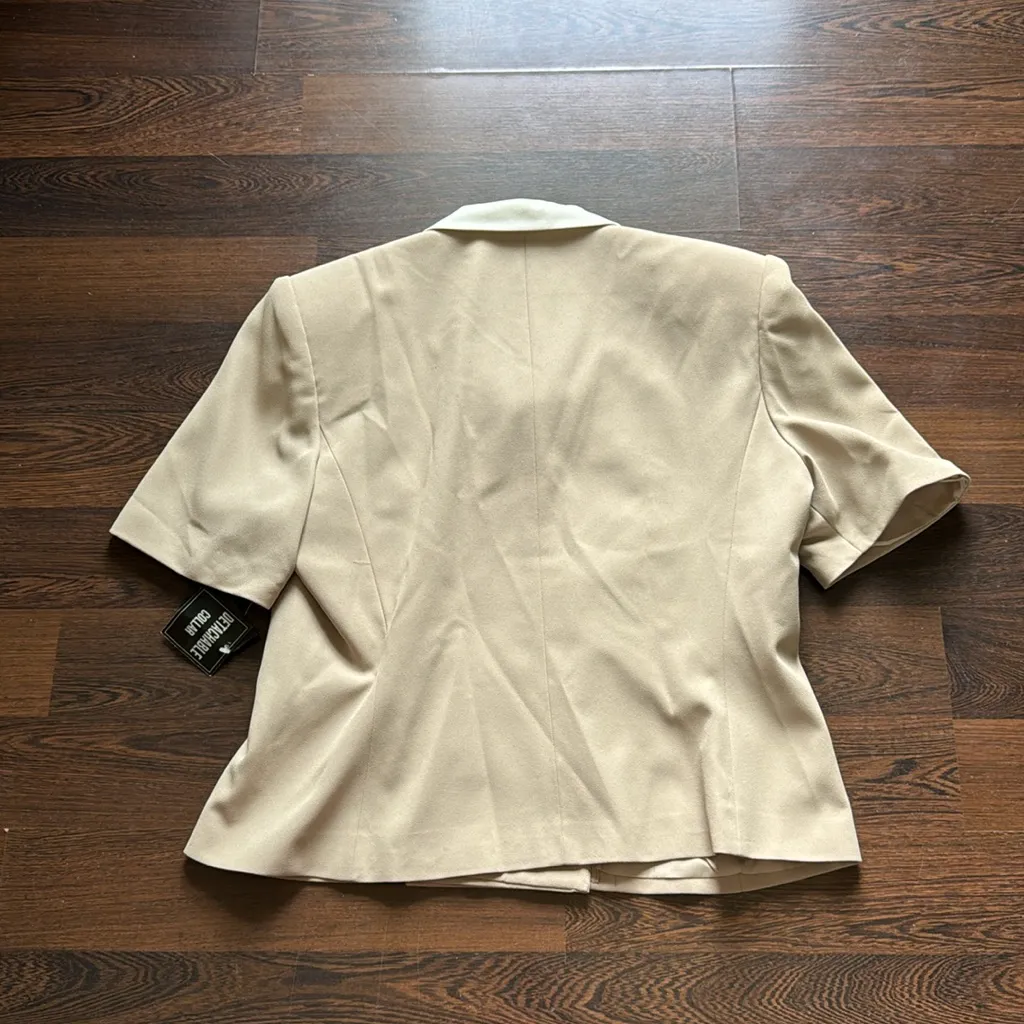 Le Suit Vintage Blazer & Skirt Set Tan & Black 16 - Image 7