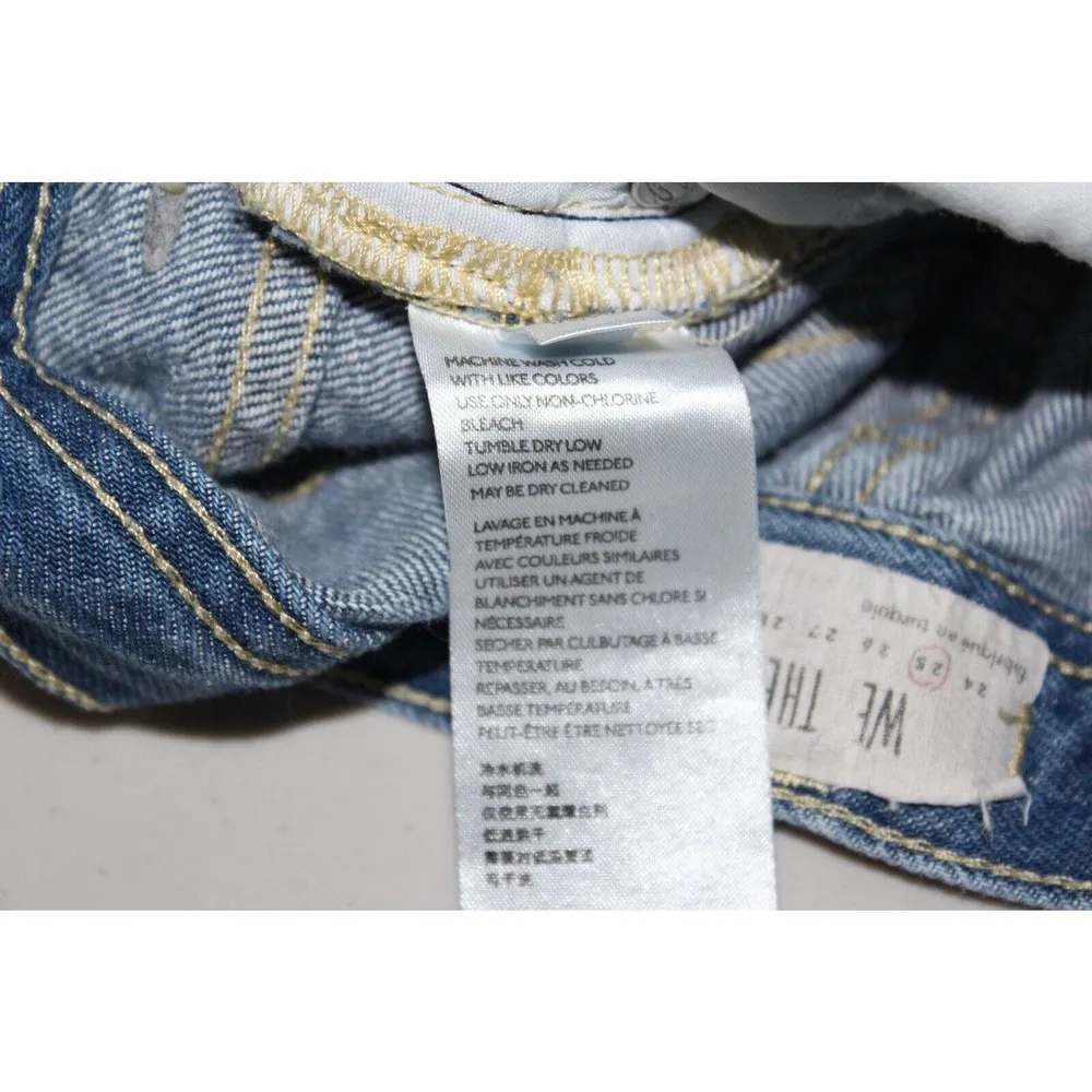 Free People Jeans Womens Medium Wash Blue Distressed Staright Frayed Hem Size 25 - Image 7