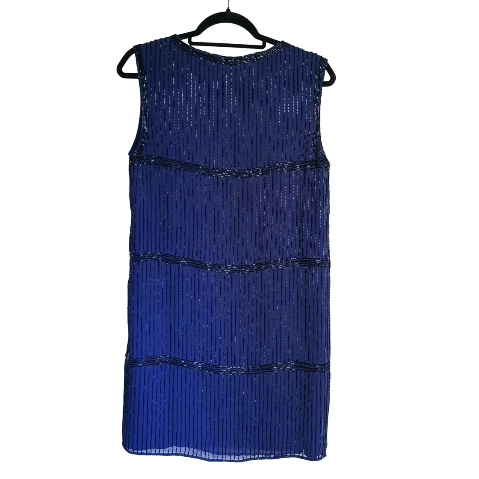 NWT Susana Monaco Showgirl Sleeveless Beaded Mini Dress Size 4 Blue Gatsby Event - Image 4