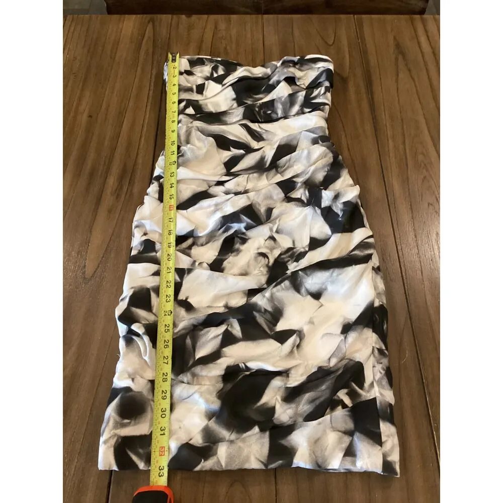 Monique Lhuillier Strapless corset Bodycon ruched mini Dress Black White 6 - Image 11