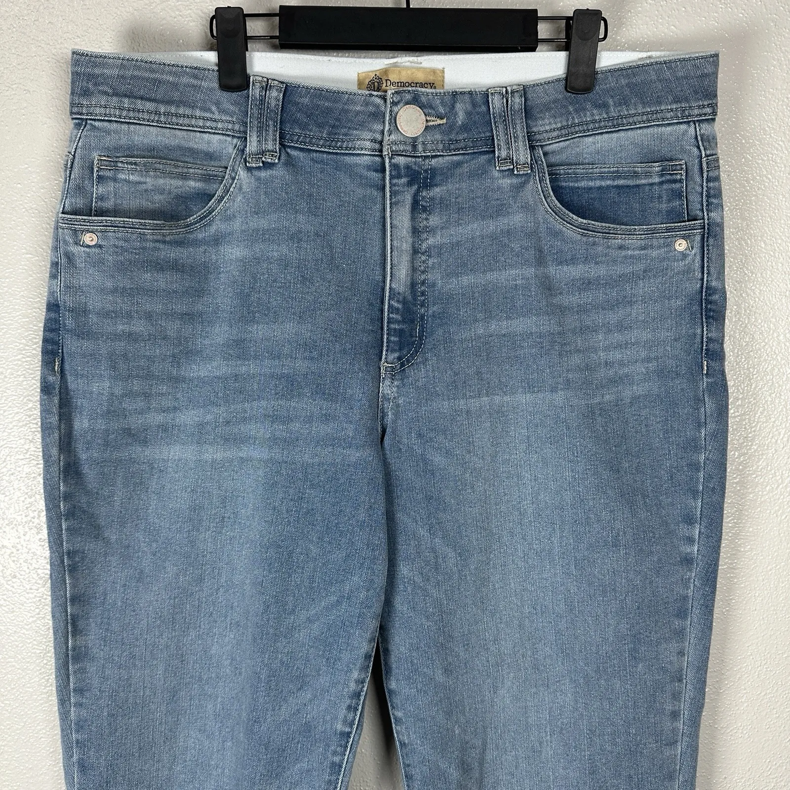 Democracy Jeans Womens 16 Blue Ab Technology Straight Leg Raw Hem Stretch Denim - Image 2