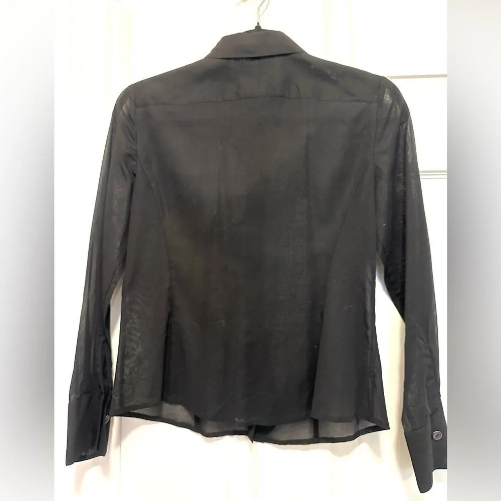 Ann Taylor Black Ruffle Button Down Shirt - Image 2