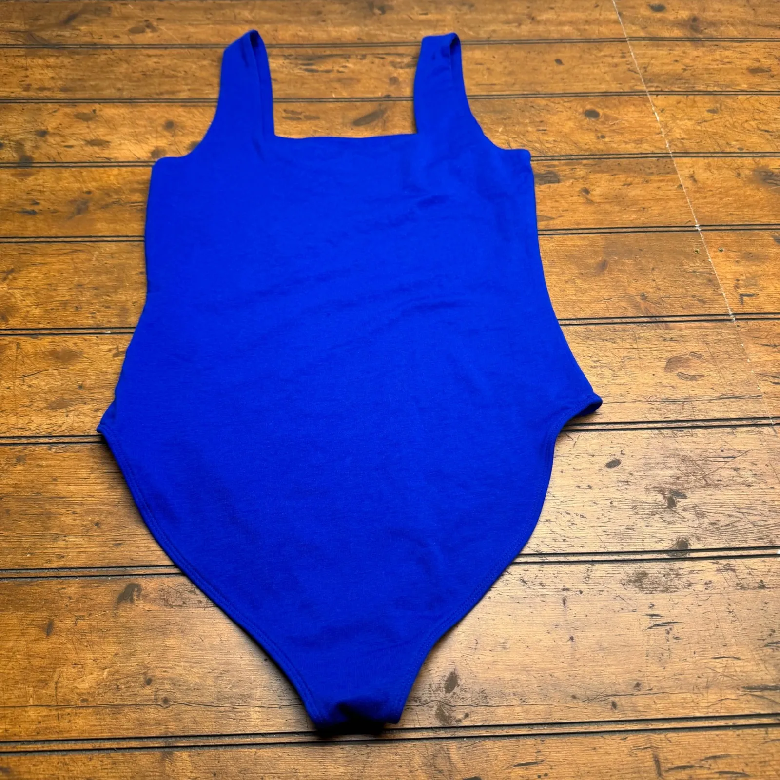 OLD NAVY Blue Square Neck Tank Bodysuit Women's XS Made in Indonesia - Image 4