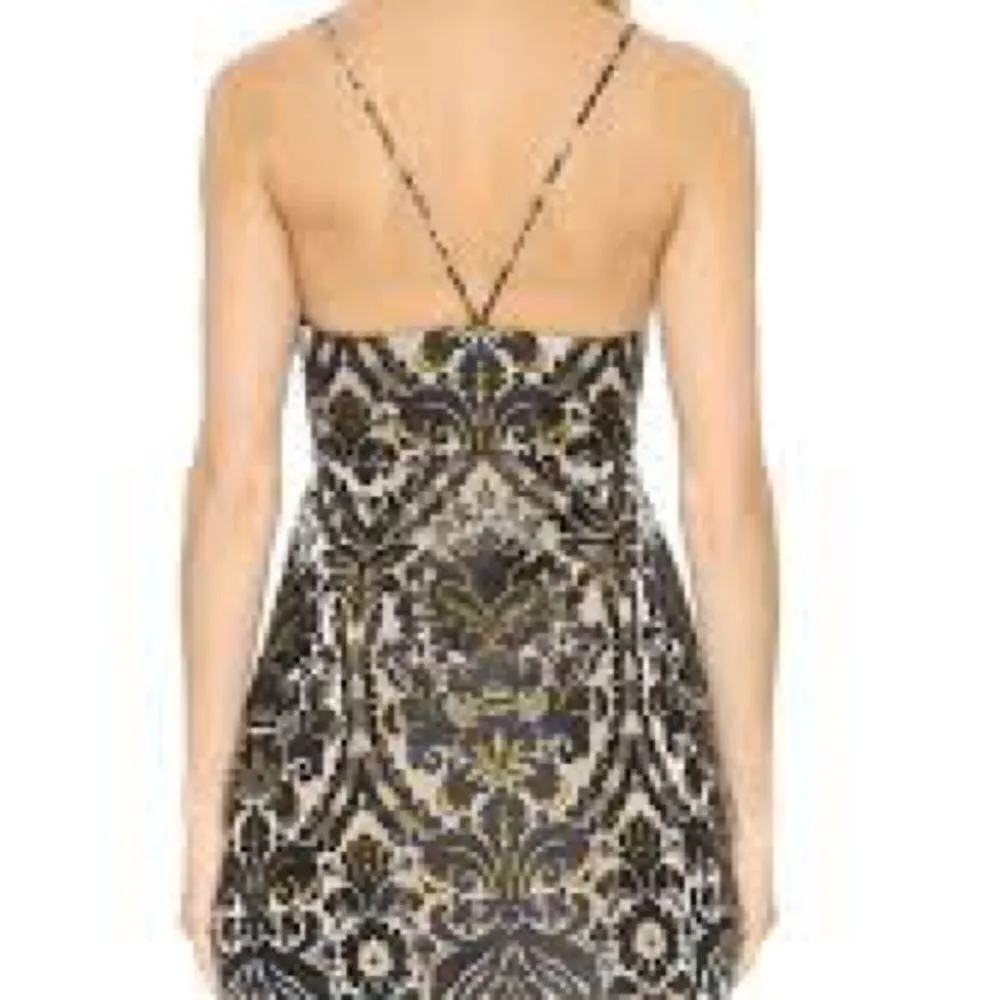 Free People Queen of Hearts Black & Gold Brocade Mini Dress - Image 3