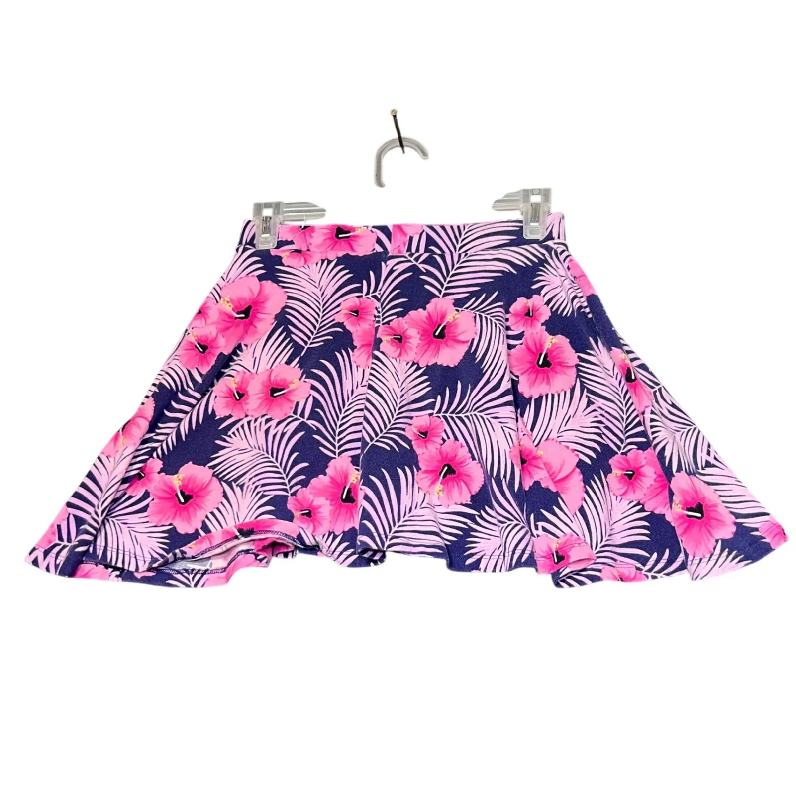 Victorias Secret Pink Skater Skirt Womens Small Pink Hibiscus Palm Leaf Mini - Image 3