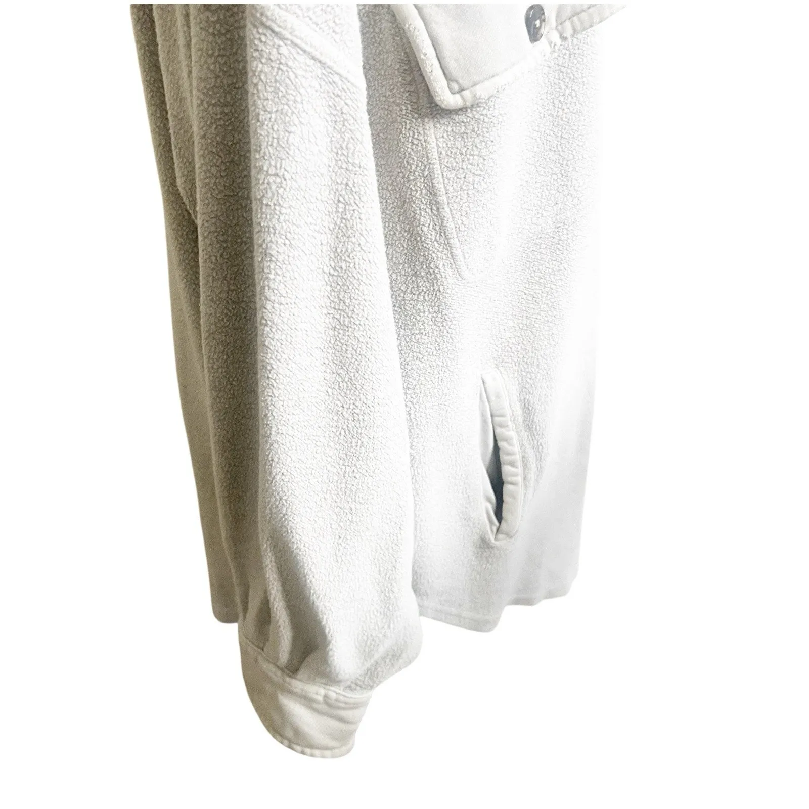 Free People Ruby Shacket in Stone Large Fleece Long Sleeve Button Front Pockets - Image 8