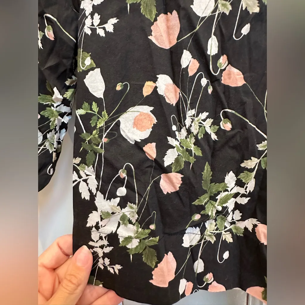 J. Crew Liberty Art Fabrics Poppy Dream Shirt Blouse Floral Print Black Size XXS - Image 8